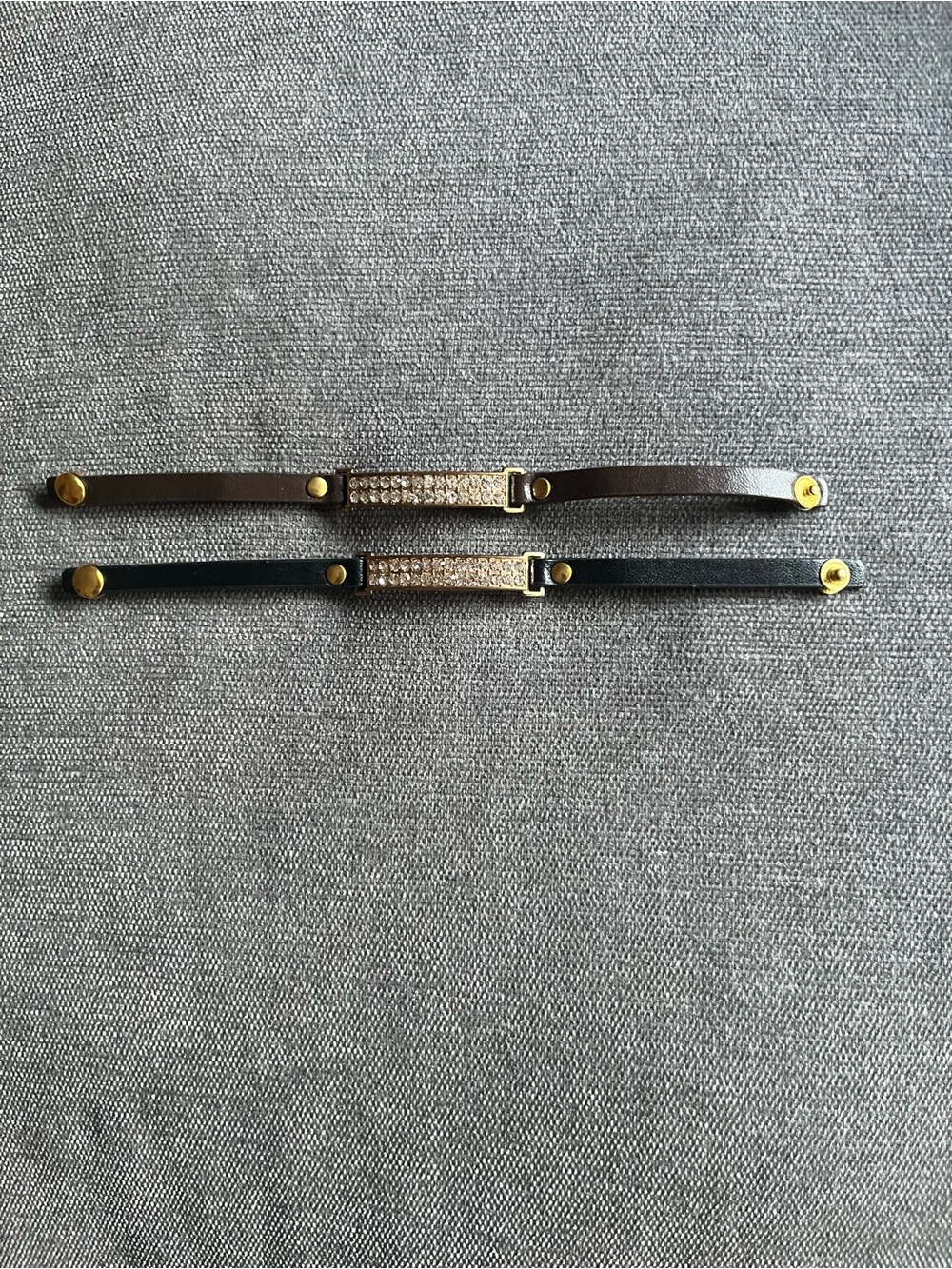 2 Bracelets with Bling & Gold Accent - Black and Brown